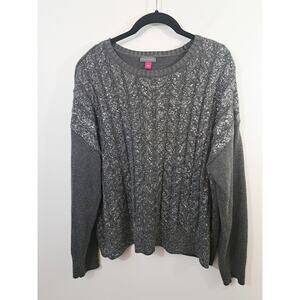 Vince Camuto Gray Shimmer Front Pullover Sweater Size Large